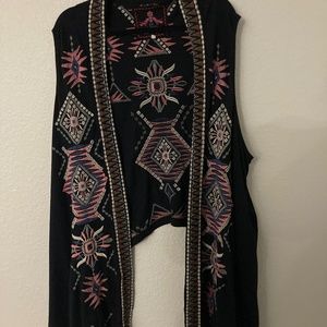 Johnny Was Aztec-detailed-design vest 3X